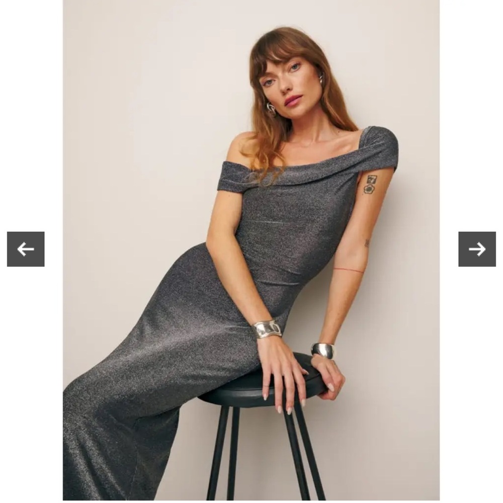 Reformation Jamen Knit Midi Dress NWT in silver sparkle XL